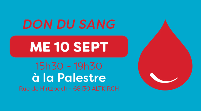 > ME 10 SEPTEMBRE : Don du Sang