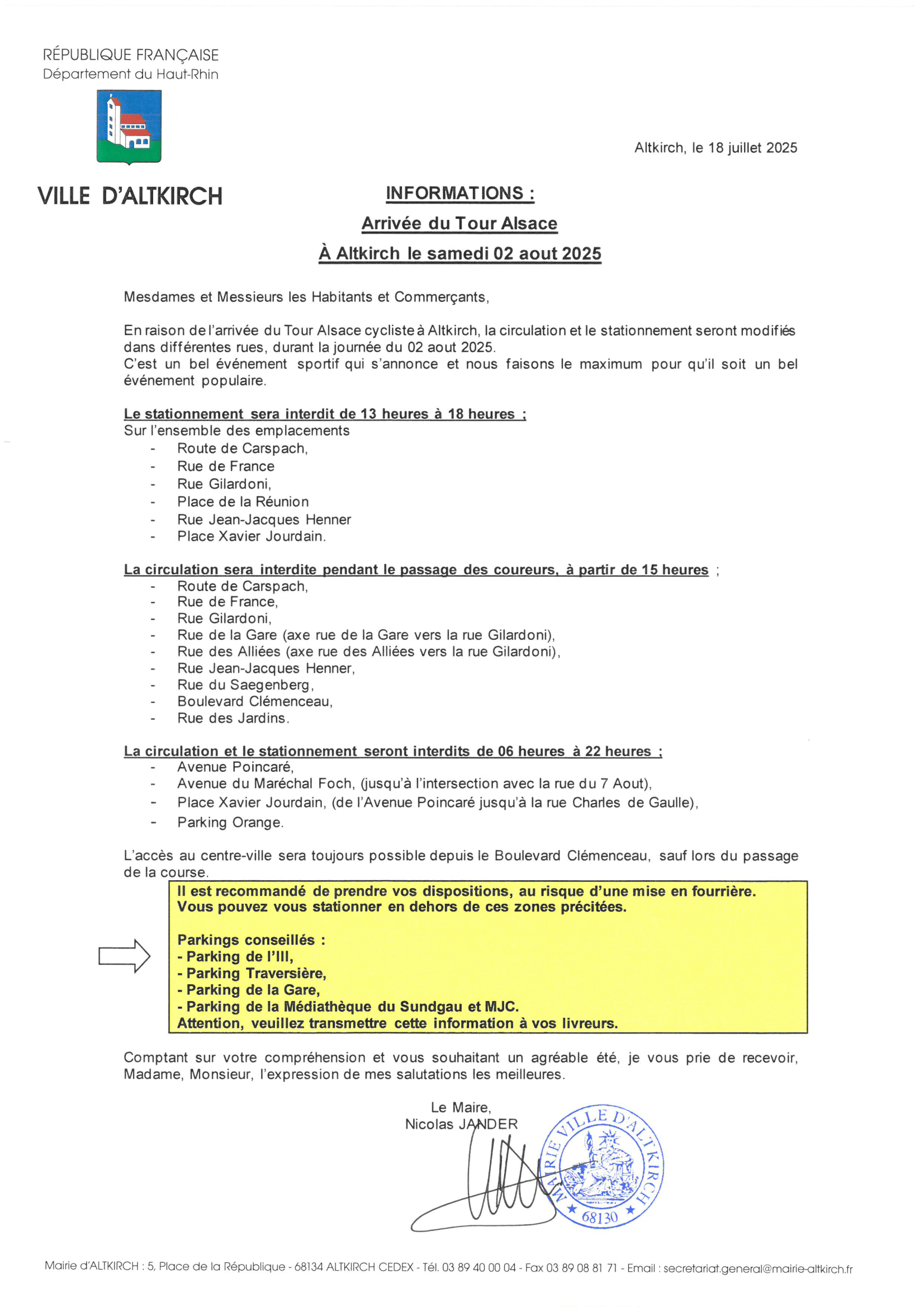 Note aux riverains- Commerces Centre-ville - Tour Alsace 2025-1