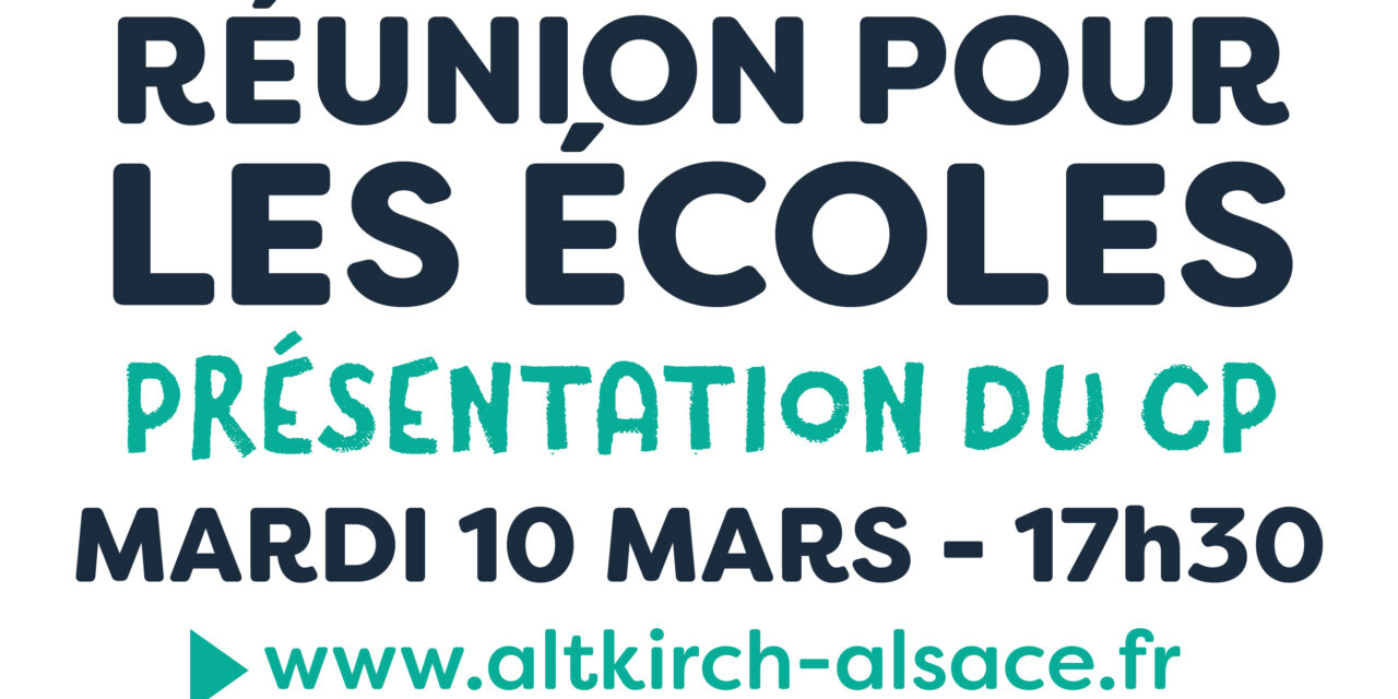 > MA 10 MARS :  Réunion de présentation du CP