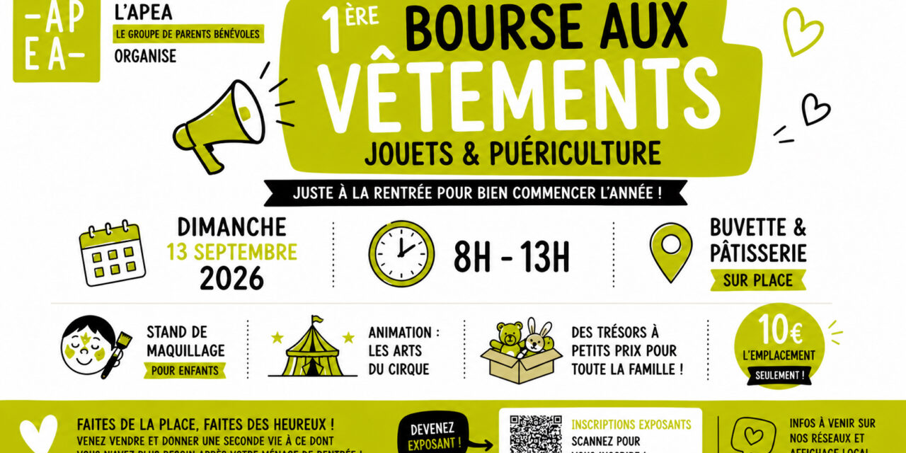 > DIM 13 SEPTEMBRE : Bourse aux vêtements
